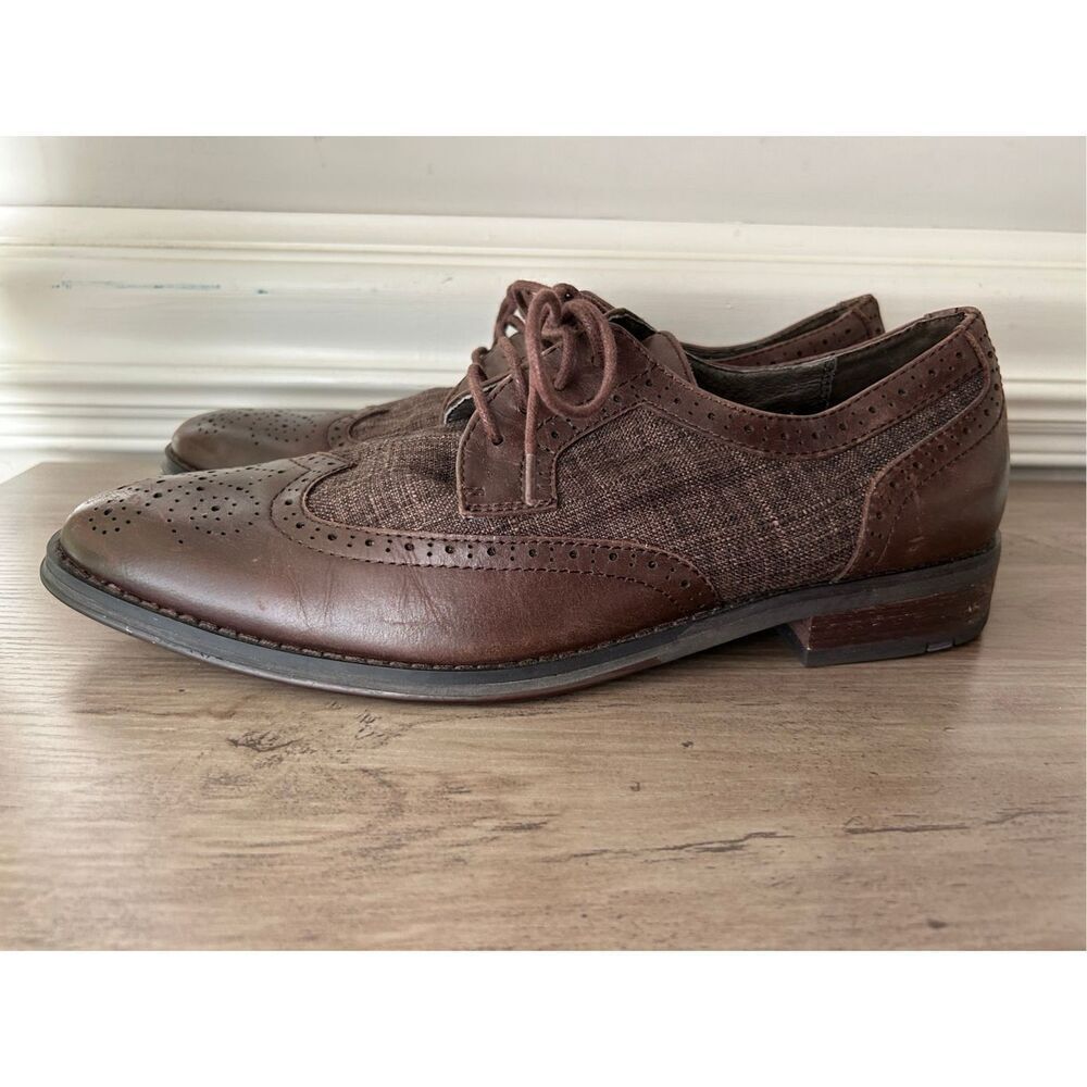 Vionic Oxford Roth men's lace-up dress wingtip in chestnut sz 10 comfort career